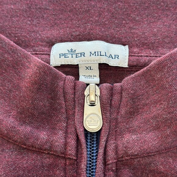 Peter Millar Sweater 1/4 Zip Pullover Merino Wool Silk Blend Burgundy Mens XL - Picture 2 of 6